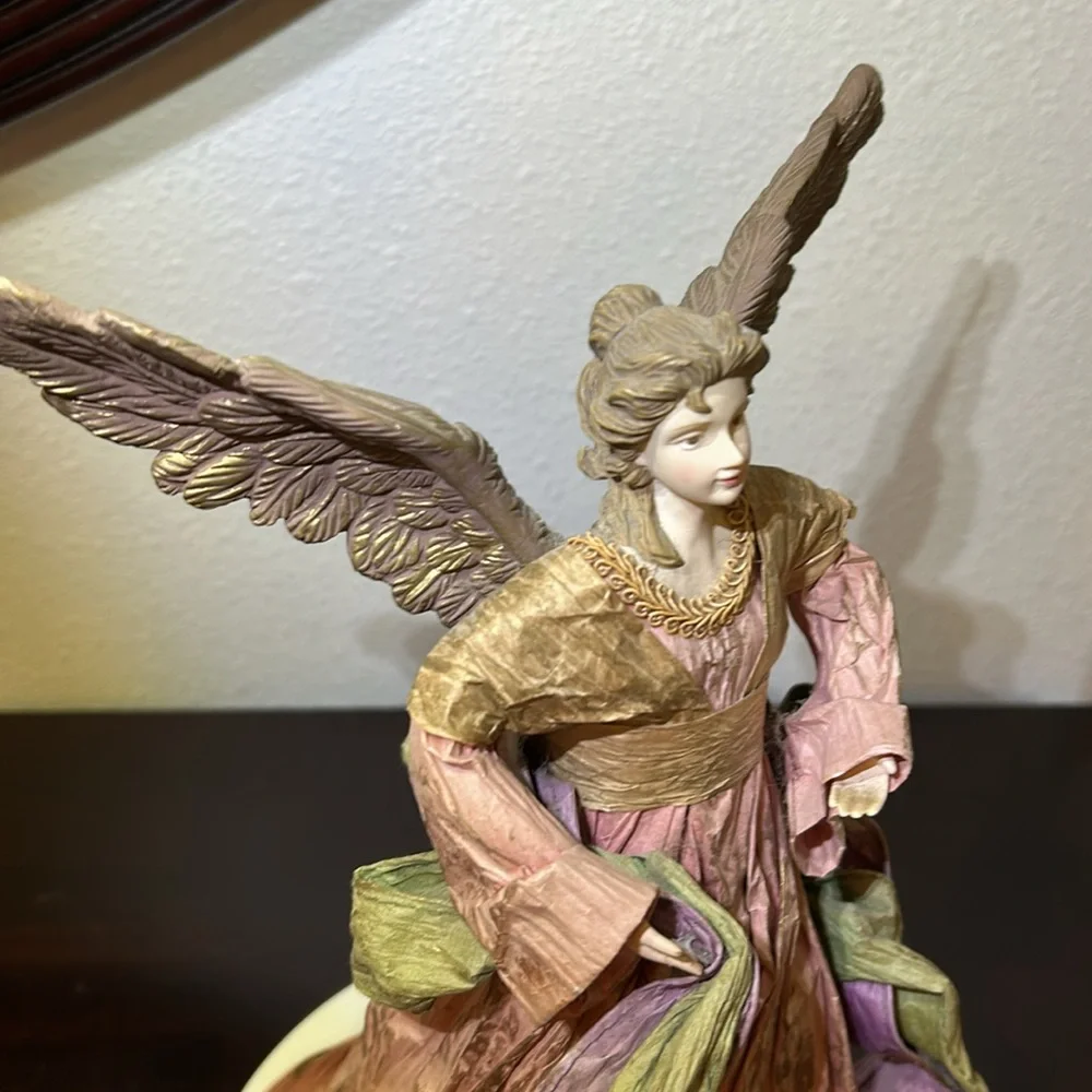 Vintage Angel Cartapesta-style paper-mache Christmas tree topper / statue
